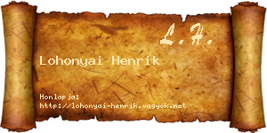 Lohonyai Henrik névjegykártya